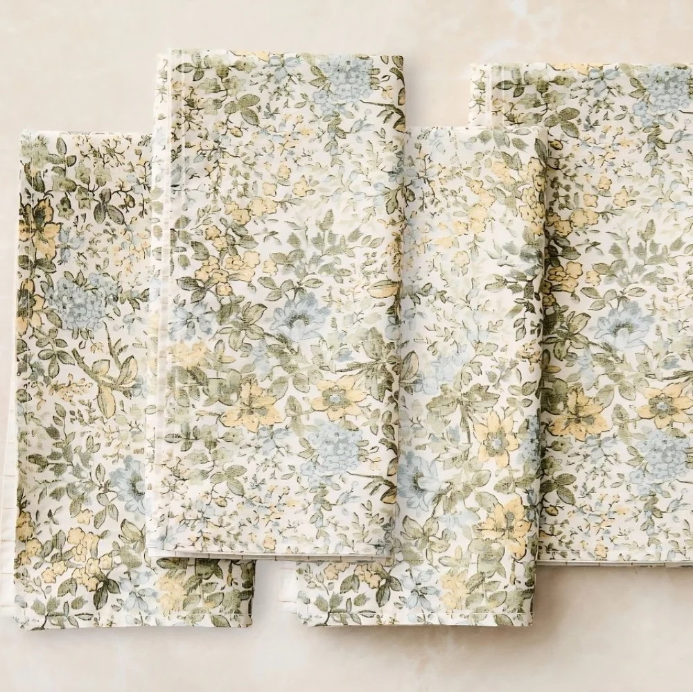 ❤️BUY 2 GET 1 FREE Frankie Floral Napkin Sets, Color Yellow & Green